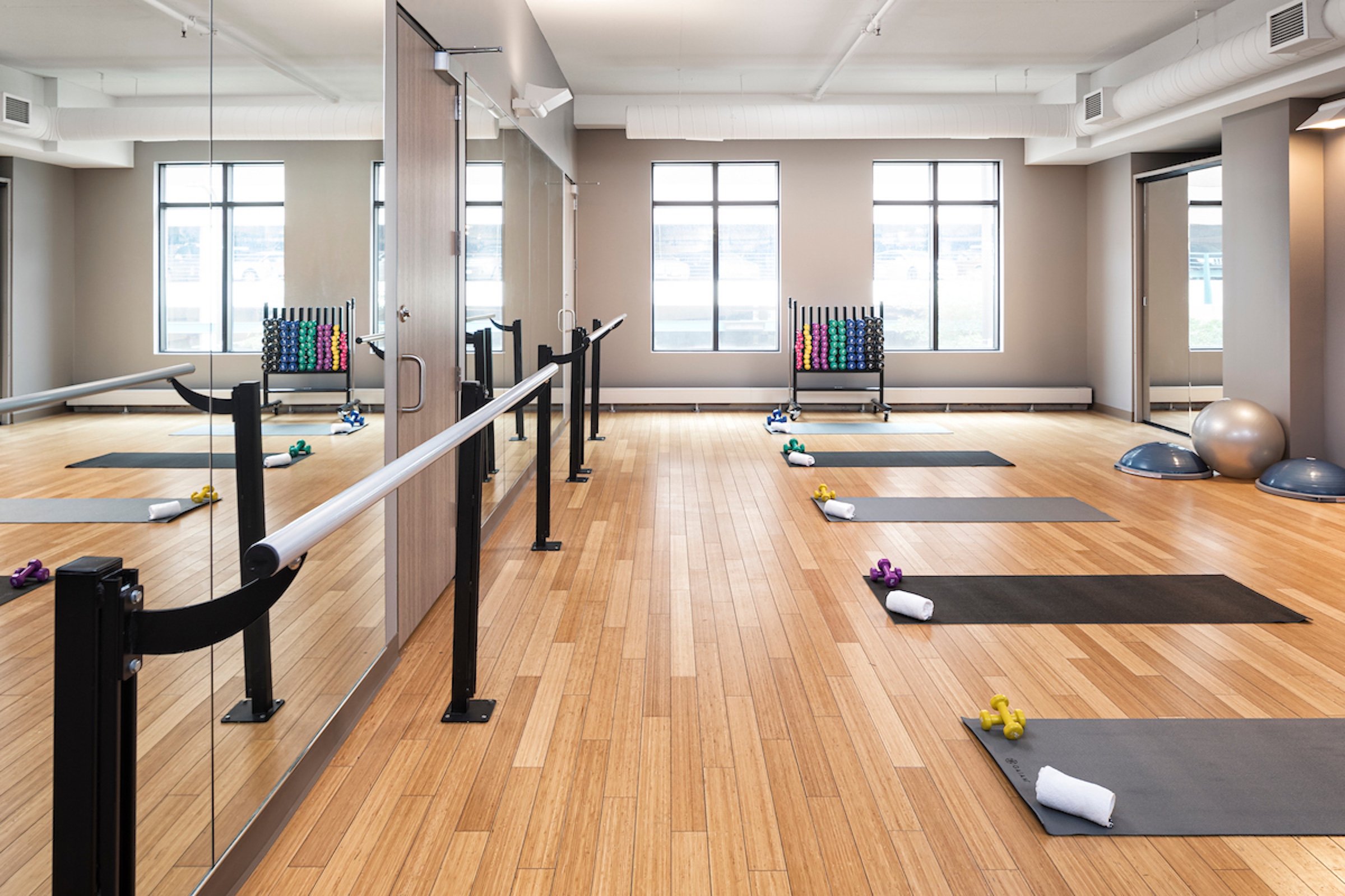 Yoga Mat and some tools in a large studio of Anda Fitness, Hotel Ivy